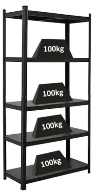 Obrázek produktu pro Černý robustní regál s nosností 500 kg