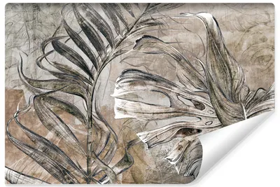 Produktbild von Muralo Selbstklebende Fototapete für Wohnzimmer tropische BLÄTTER Pflanzen Beton Retro Br. 104cm x Hö. 70.5cm