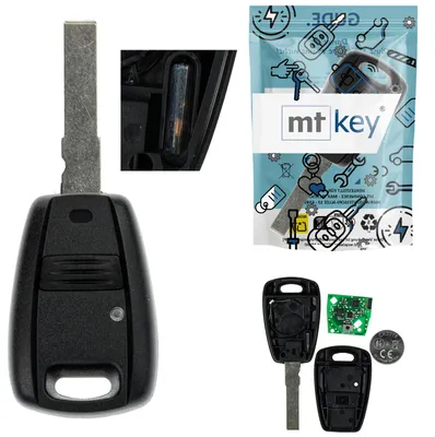 Produktbild von Funk Schlüssel Zündschlüssel Schwarz 434MHZ +Transponder ID48 +Rohling SIP22 1 Tasten kompatibel mit Fiat Doblo 223 01-10 Palio I Punto 199 05-09 Ablea 05-12 Autoschlüssel