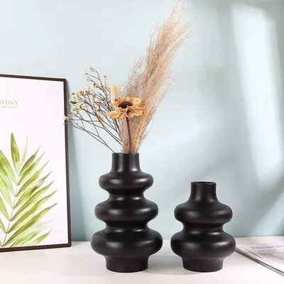 Productafbeelding van Famanu vaasdecoratie voor pampasgras - zwart, 2 stuks