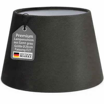 Produktbild von Lampenschirm Grau Ø20 cm Samt E27 Tischlampe Stehlampe Ersatzschirm Lampenschirm