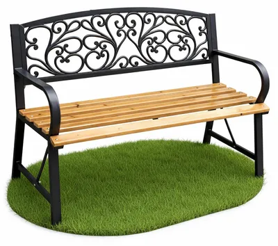 Produktbild von Gartenbank Schwarz NERINA mit lackiertem Holz und gusseisernen Stahlbeinen 118 cm