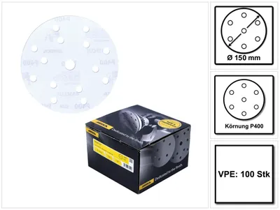 Produktbild von Mirka BASECUT Schleifscheiben 150 mm P400 100 Stk. ( 2261109941 ) Grip 15 Loch