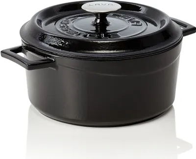 Produktbild von LAVA Kochtopf mit Deckel aus emailliertem Gusseisen Schwarz mit 4,5 Liter