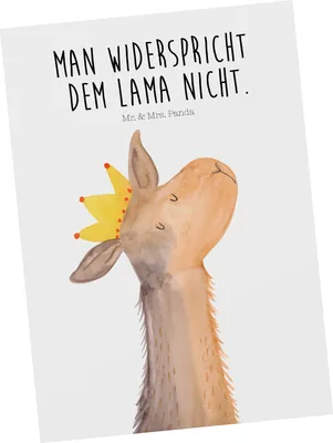 Produktbild von Mr. & Mrs. Panda bildkarte Lamakopf König - Weiß - Geschenk, Grußkarte, Ansichtskarten, Mama, Vorgesetzter, kunstkarte, Postkarten, Abitur, Lama, Papa, Postkarte