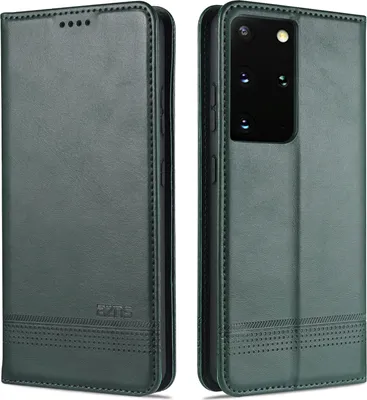 Image de Etui Samsung S21 Ultra 5G, portefeuille avec fermeture magnétique et support, étui en cuir pour Samsung Galaxy S21 Ultra 5G Vert