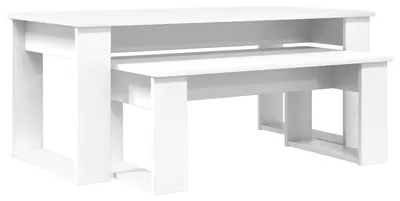 Productafbeelding van 2-delige Salontafelset in Wit van Hout