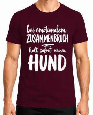 Immagine prodotto di Maglietta da uomo "Bei emotionalem Zusammenbruch", con scritta sarcastica, colore bordeaux, taglia XL