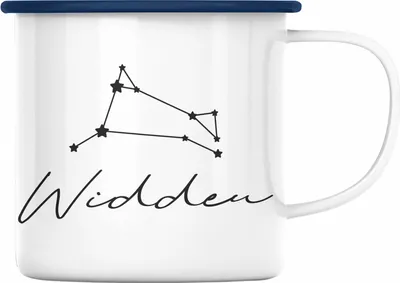 Produktbild von Trendation - Widder Sternzeichen Emaille Tasse Geschenk Horoskop Tierkreiszeichen (Blau)