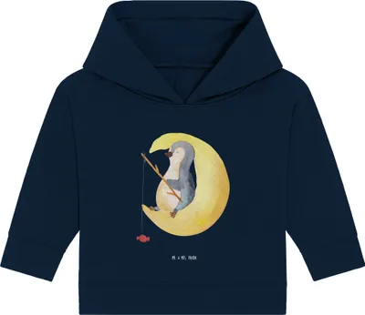 Produktbild von Mr. & Mrs. Panda Organic Baby Hoodie Pinguin Mond 12. - 18. Monat - French Navy - Geschenk, Kapuzensweatshirt, Erschöpft, Kapuzenshirt, Süßigkeiten, Nachtruhe, Angel
