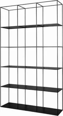 Zdjęcie produktu dla Casa Padrino luksusowa metalowa szafka z półkami czarna 120 x 40 x h. 200 cm - Szafka do salonu - Regał - Luksusowe meble
