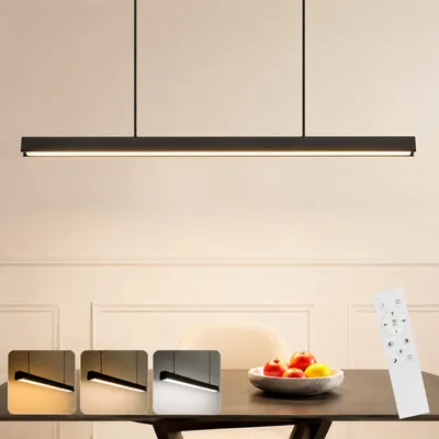 Zdjęcie produktu dla ZMH Lampa wisząca LED do jadalni Lampa wisząca z funkcją ściemniania Lampa wisząca nad stół jadalny Czarna Lampa wisząca 50 W 148,5 cm do kuchni lub sypialni