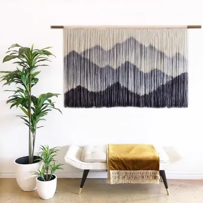 Immagine prodotto di Tappeto da parete in macramè - Decorazione bohémien per la parete - 120x80 cm - Nero