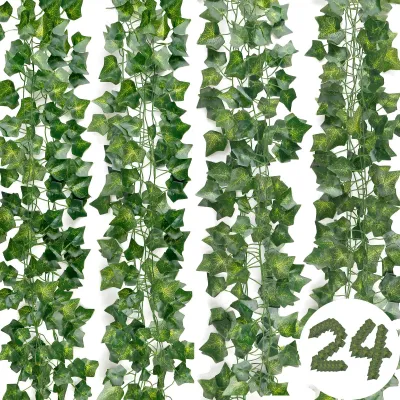 Produktbild von Hängende Girlande aus künstlichem Efeu, 24-teilig, 50,4 Meter Girlande mit künstlichem Efeu für Hochzeiten, Küche, Garten, Partys und Wanddekoration.