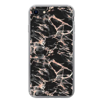 Produktbild von MuchoWow® Handyhülle Schutzhülle Hülle für iPhone 7 Roségold - Marmor - Muster - Schwarz Silikon Softcase Handy Hülle - Kartenhalter