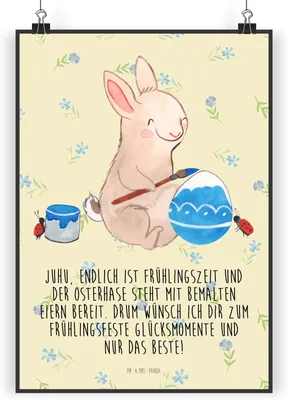 Produktbild von Mr. & Mrs. Panda Bild Hase Marienkäfer DIN A3 - Blumig - Geschenk, Frühling, wanddeko, Ostern, Design Poster, Wanddekoration, Wandbild, drucke, Ostergrüße, Osterhase