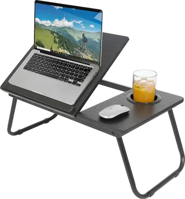 Produktbild von Harbour Housewares Klappbarer Laptoptisch mit Getränkehalter – Schwarz