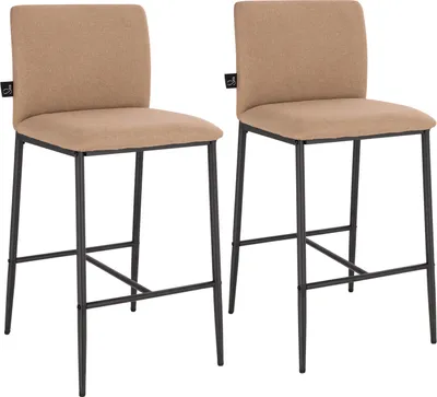 Produktbild von SVITA ERIK 2er Set Barhocker Tresenstuhl Tresenhocker mit Rückenlehne und Fußstütze Leinen-Optik Beige