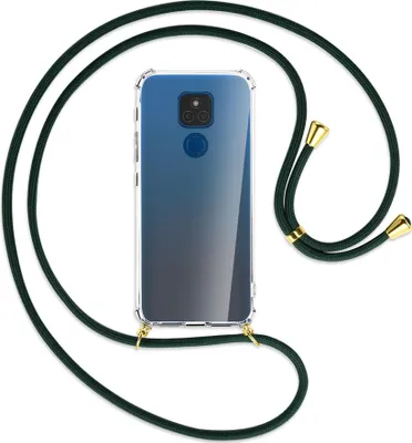Produktbild von Handykette Backcover-Schutzhülle mit Band (Metall goldfarben) für Motorola Moto E7 Plus - khaki