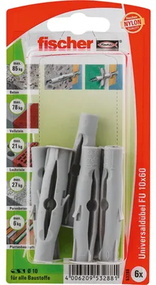 Produktbild von fischer FISCH.UNIV.DÜBEL Universaldübel FU 53288 Fu10x60k 6st