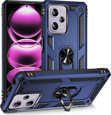 Produktbild von Redmi Note 12 Pro Hülle, Schiebe Kamera Schutz Schutzhülle mit Ringhalterung Ständer Kartenhalter für Xiaomi Redmi Note 12 Pro Blau
