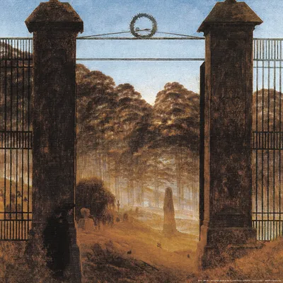 Produktbild von Caspar David Friedrich Kunstdruck Bild - Friedhofseingang, 1825 (40 x 40 cm)