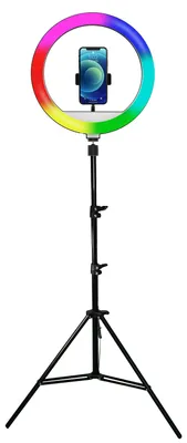 Obrázok produktu pre Powerton kruhové světlo 13" RGB LED velké nastavení barev a svítivosti držák telefonu a stativ