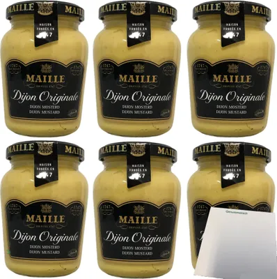 Produktbild von Maille Dijon Originale Mostarda Dijon Senf 6er Pack (6x215g Glas) + usy Block