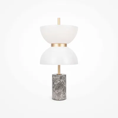 Produktbild von LED Tischlampe Metall Glas 46 cm in Grau (Marmor) Weiß Gold rund 3000 K warmweißes Licht 500 lm Modern