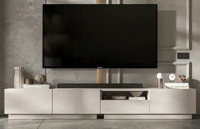 Produktbild von Loft TV-Schrank TV-Lowboard Enjoy Viertürig Modern Lindner Möbel Schublade 240 cm x 37 cm x 35 cm, Farbe: Kaschmir matt