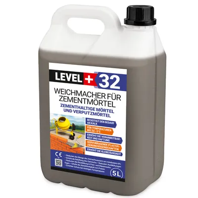 Produktbild von Weichmacher für Mörtel 5L, ersetzt Kalk in Mauer- und Putzmörteln, Plastifizierer für Zementmörtel und Putz RM32