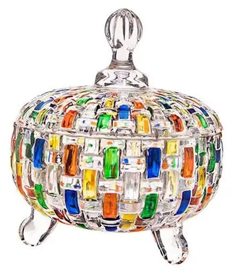 Image de Candy Jar Hand Painted Colorful Glass Candy Container with Lid for Nuts Cookies Chocolate Coffee Beans D316