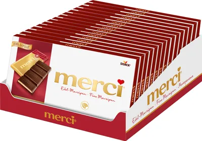 Produktbild von Storck Merci Tafelschokolade mit Edel Marzipan Tafel 15er Pack 1680g