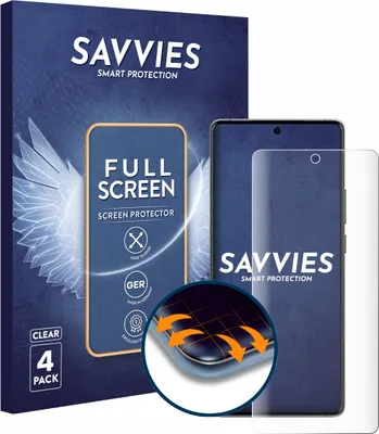 Produktbild von 4x Savvies Fullscreen Schutzfolie für Vivo X90 Pro Plus Displayschutz Folie Fullcover Klar Transparent