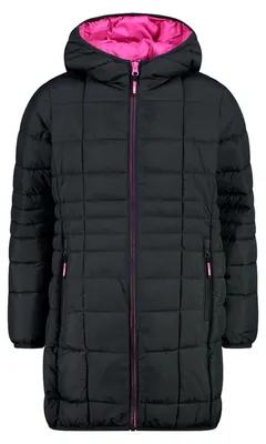 Produktbild von CMP Kinder Kapuzenjacke Steppmantel Winterjacke Mädchen dunkelgrau pink 152