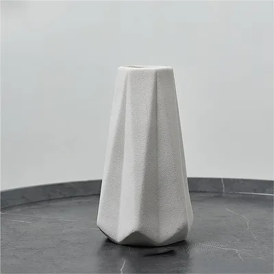 Produktbild von Beige Keramikvase für Heimdekoration, kleine Blumenvasen - Wohnzimmerdekoration, Vasen für Wohnzimmer, Trockenblumenvase, Kaminsims, Tischdekoration