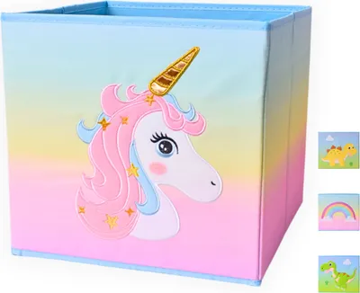 Produktbild von Faltbox Einhorn Aufbewahrungsbox Regalkorb Stoff Korb Spielzeugkiste 28x28 cm