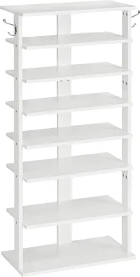 Zdjęcie produktu dla Stojak na buty z 8 poziomami - Wersja wysoka - 50 x 28 x 113 cm - Biały - Szafka na buty na 16 par - Przedpokój Salon Industrialny