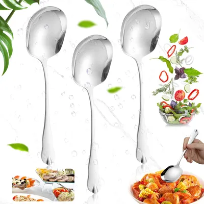 Productafbeelding van Set van 3 RVS Serveerlepel van 20 cm met Lange Handgreep