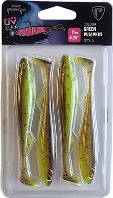 Produktbild von Fox Rage Slick Shad 11cm - 4 Gummifische, Farbe:Green Pumpkin UV
