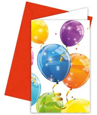 Zdjęcie produktu dla Błyszczące balony - Dziurkowane zaproszenia z kopertą