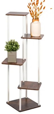 Produktbild von eluno Pflanzenständer, Blumenregal mit 5 Ablagen ausem MDF-Holz und Metall