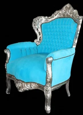 Produktbild von Casa Padrino Barock Sessel King Türkis / Silber 85 x 85 x H. 120 cm - Barock Möbel