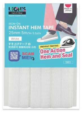 Saumband 25 mm x 5 m, Polyester, Weiß, bügelbar