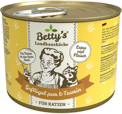 Produktbild von Bettys Landhausküche Geflügel pur & Taurin 200 g - 6 Stück