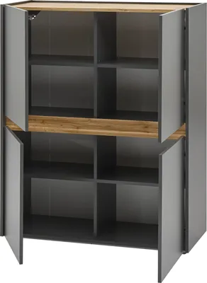 Produktbild von Highboard "Center" grau matt mit Wotan Eiche, Wohnzimmer Schrank 100 x 120 cm