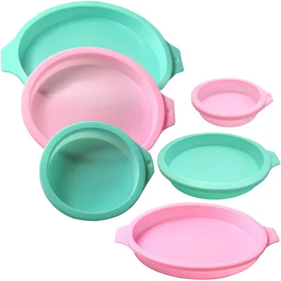 Obrázek produktu pro Sada 6 silikonových kulatých forem na pečení, průměr 10-20 cm, vhodné pro dorty a další pečivo