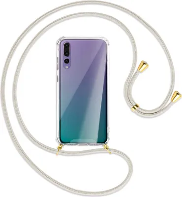 Produktbild von Handykette Backcover-Schutzhülle mit Band (Metall goldfarben) für Huawei P20 Pro - broken white