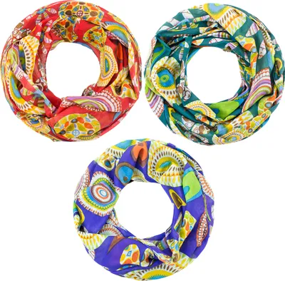 Produktbild von Sunsa Damen Loop Schal Tuch 3er Set Halstuch Geschenkideen für Frauen-MädchenTücher aus Baumwolle mit Blumen & modern bohemian Design 41050