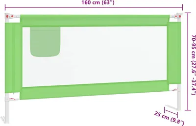 Obrázek produktu pro vidaXL Ochranný rám postele pro batolata zelený 160x25 cm Látka